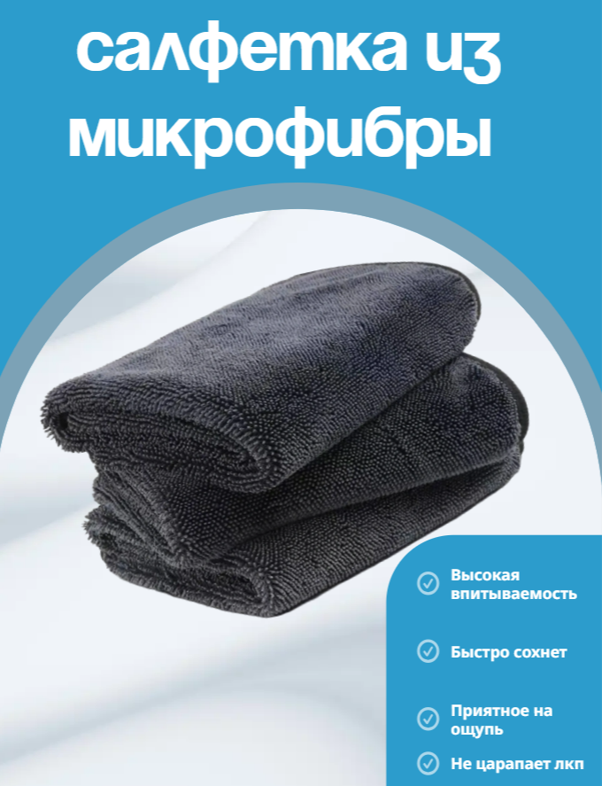 Салфетка для уборки авто , дома из микрофибры, 30x30 см, серые