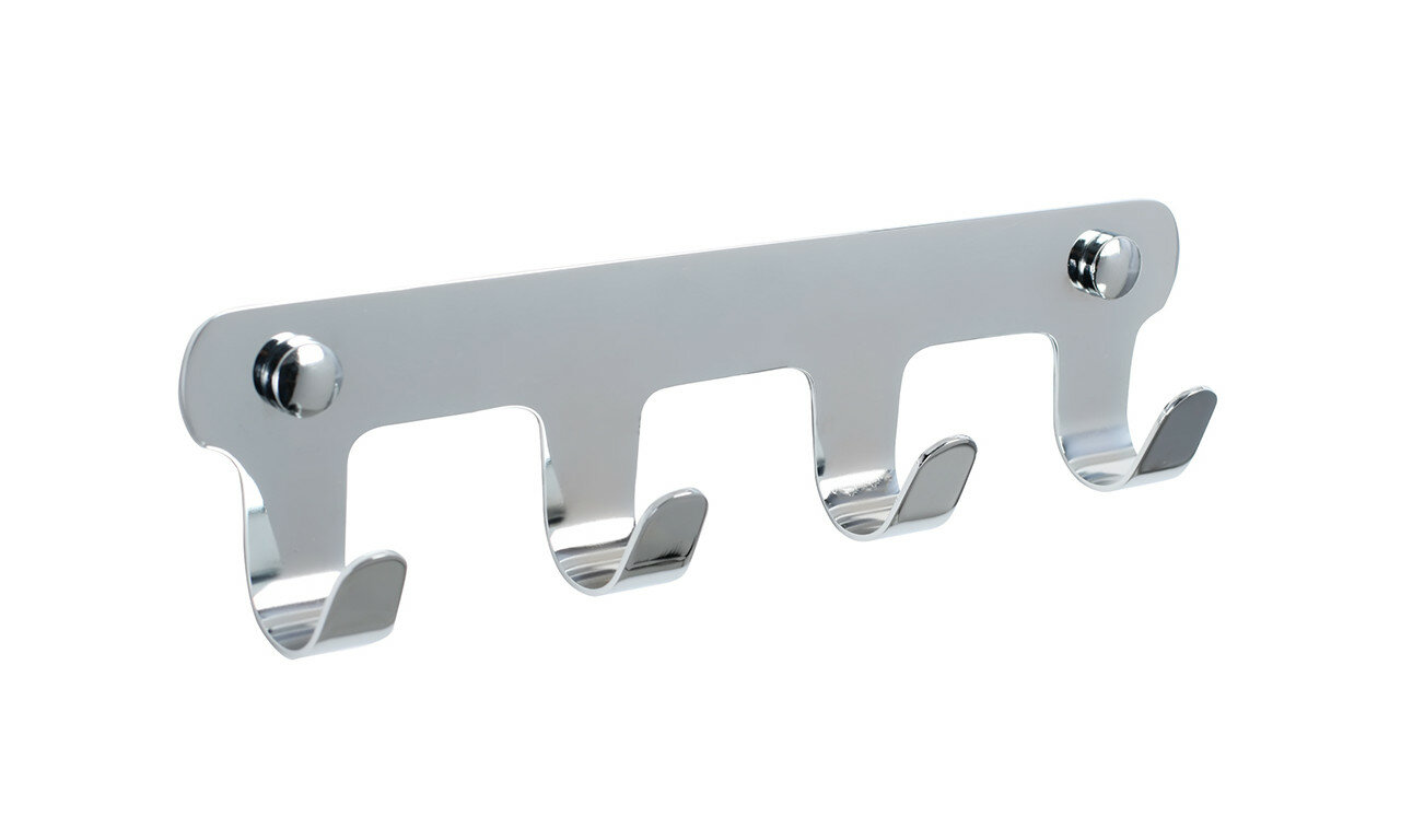 Планка Fixsen Practica сталь хромированная 4 крючка монтажная 6x23x3 см