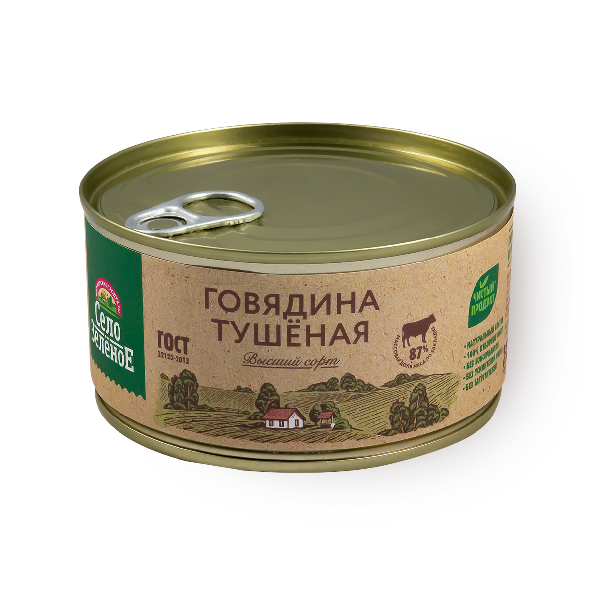 Говядина тушеная "Село Зелёное", высший сорт, ГОСТ, 325 грамм