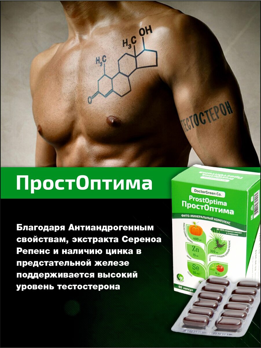 Изображение (БАД) ПростОптима®-Saw Palmetto - Фито-минеральный препарат содержащий концентрированный экстракт Saw palmetto эффективный при аденоме и простатите
