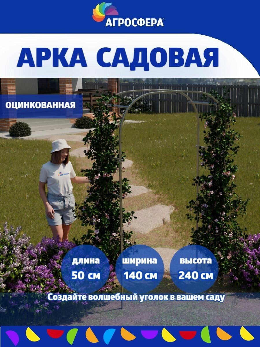 Садовая арка Агросфера оцинкованная труба 15х15 мм длина 50 см