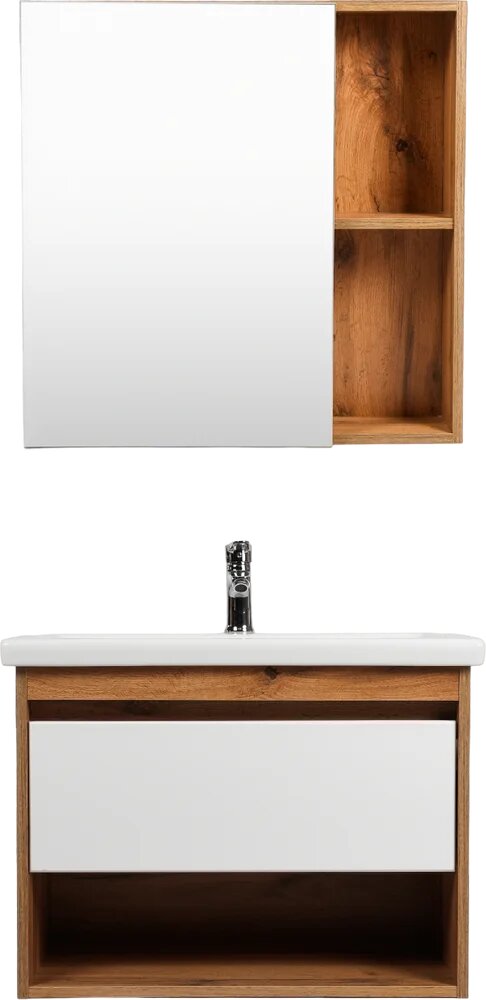 Мебель для ванной комнаты VIANT Бостон 70 подвесная дуб вотан белая 1 ящик