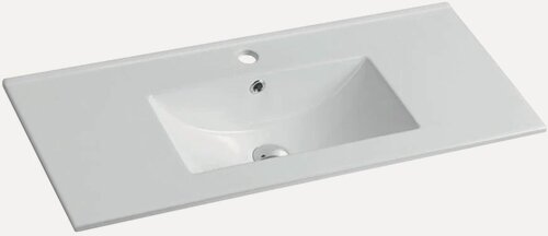 Изображение товара Мебельная раковина Vincea VBS-13990S1 91 накладная, фарфоровая, со встроенным сливом-переливом, белая, раковина для ванной, прямоугольная