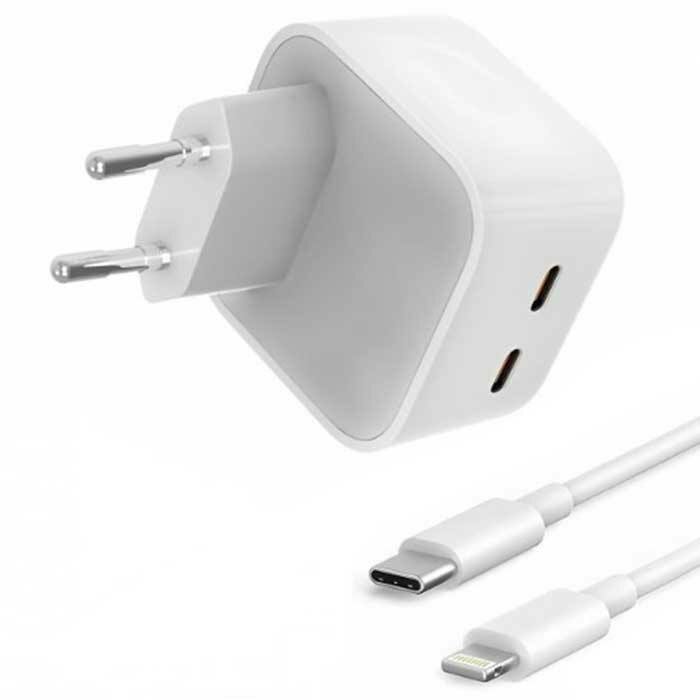 Адаптер питания 50W и кабель USB-C+C to Lightning для iPhone 14 Pro Max — фото 1
