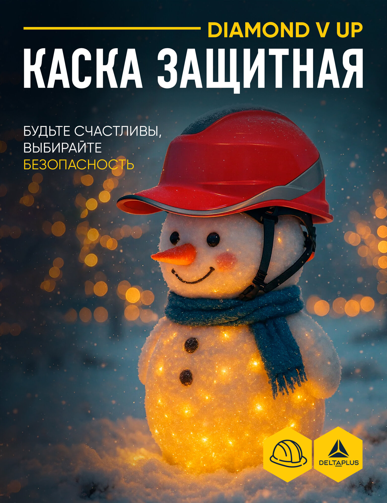 Каска защитная DELTA PLUS BASEBALL DIAMOND V UP из ABC, красная