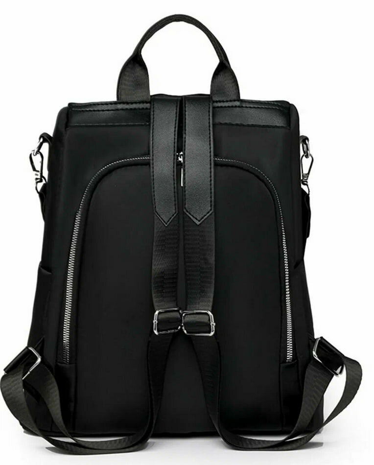 Сумка-рюкзак , фактура гладкая, черный — фото 1