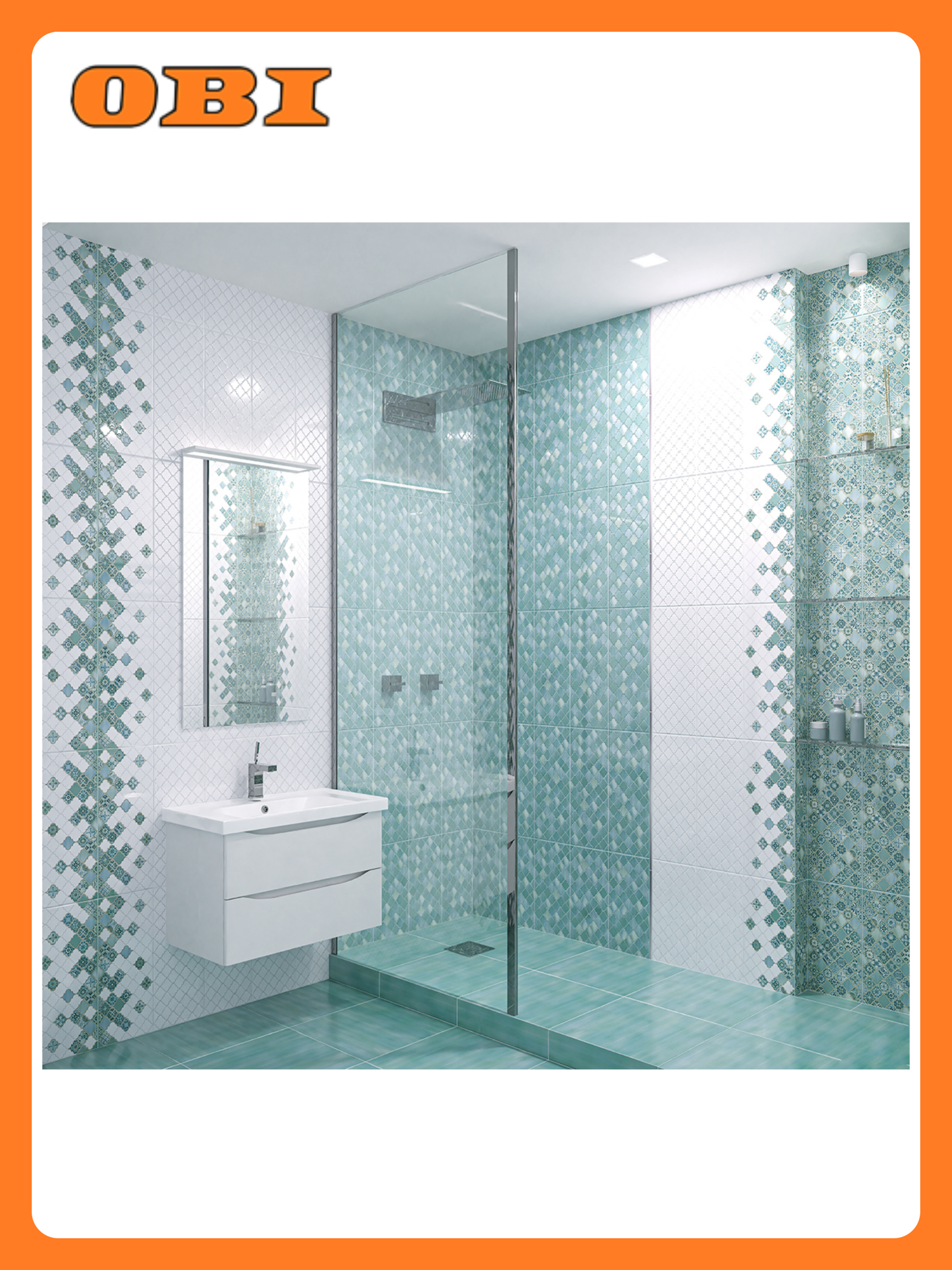 Декор настенный Azori Calypso 2 аквамарин 201x505 см рельефный голубой