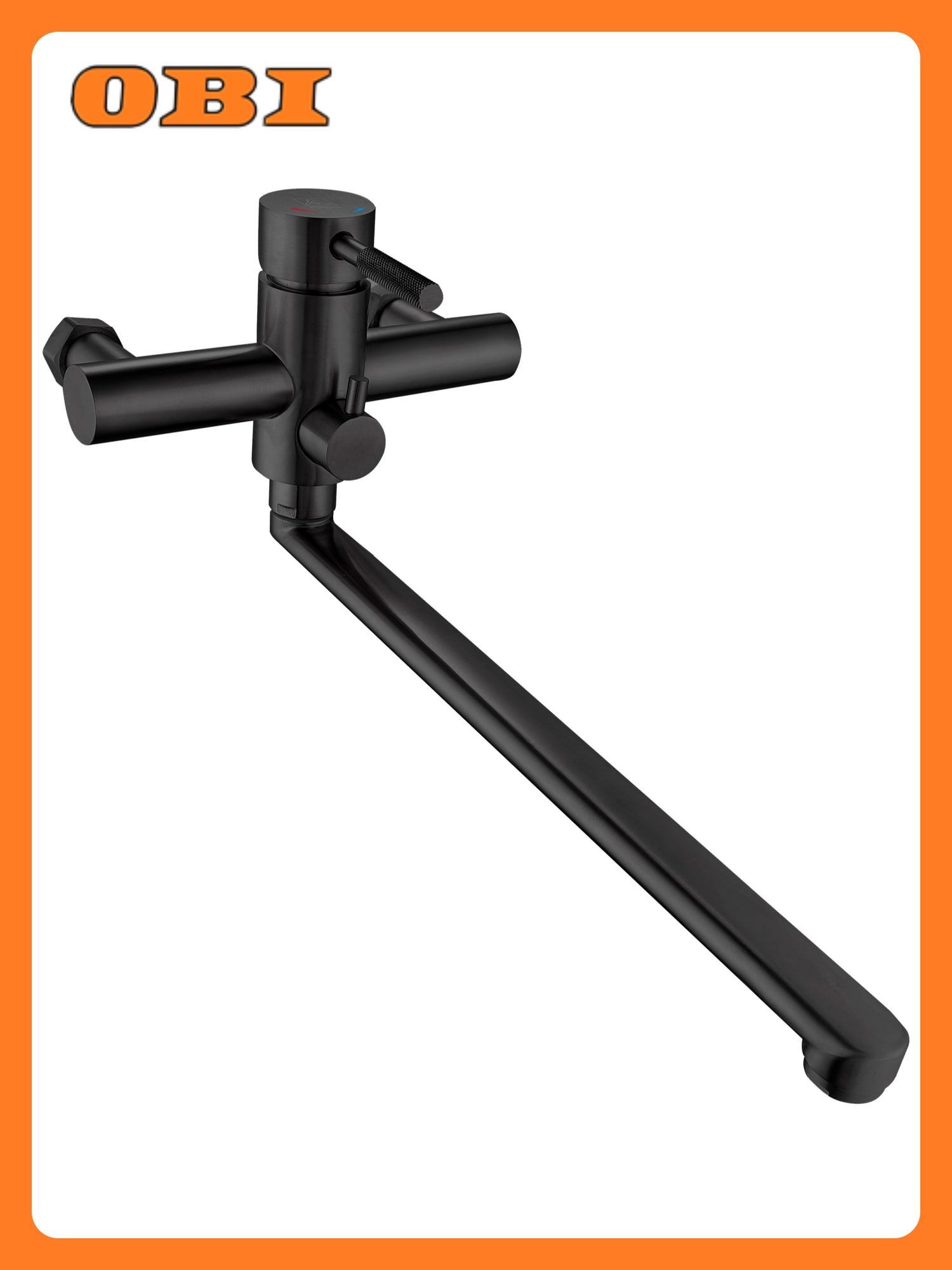 Смеситель для ванны 35-L35/D с душевым гарнитуром поворотный излив 35см чёрный