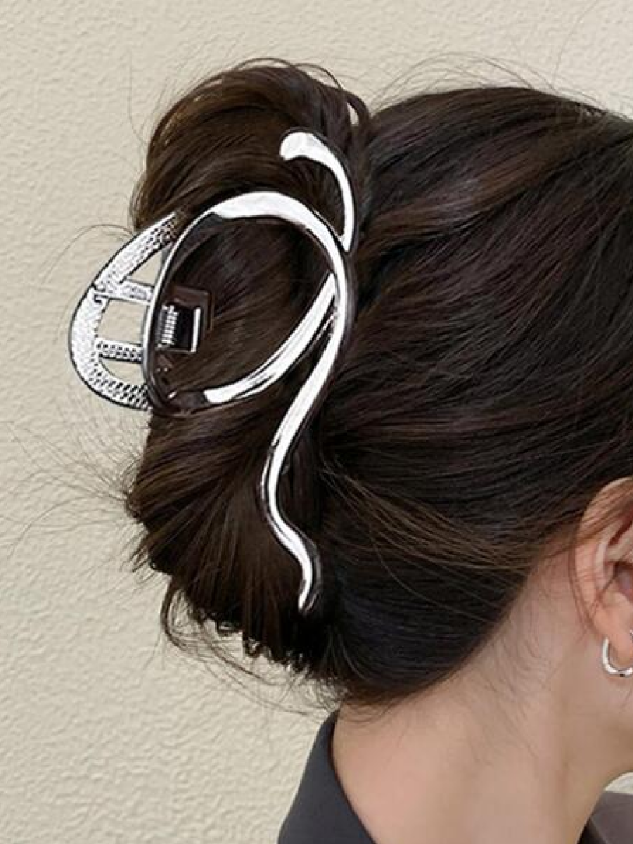 Заколка крабик серебристая, краб завиток для волос женский, аксессуар для волос