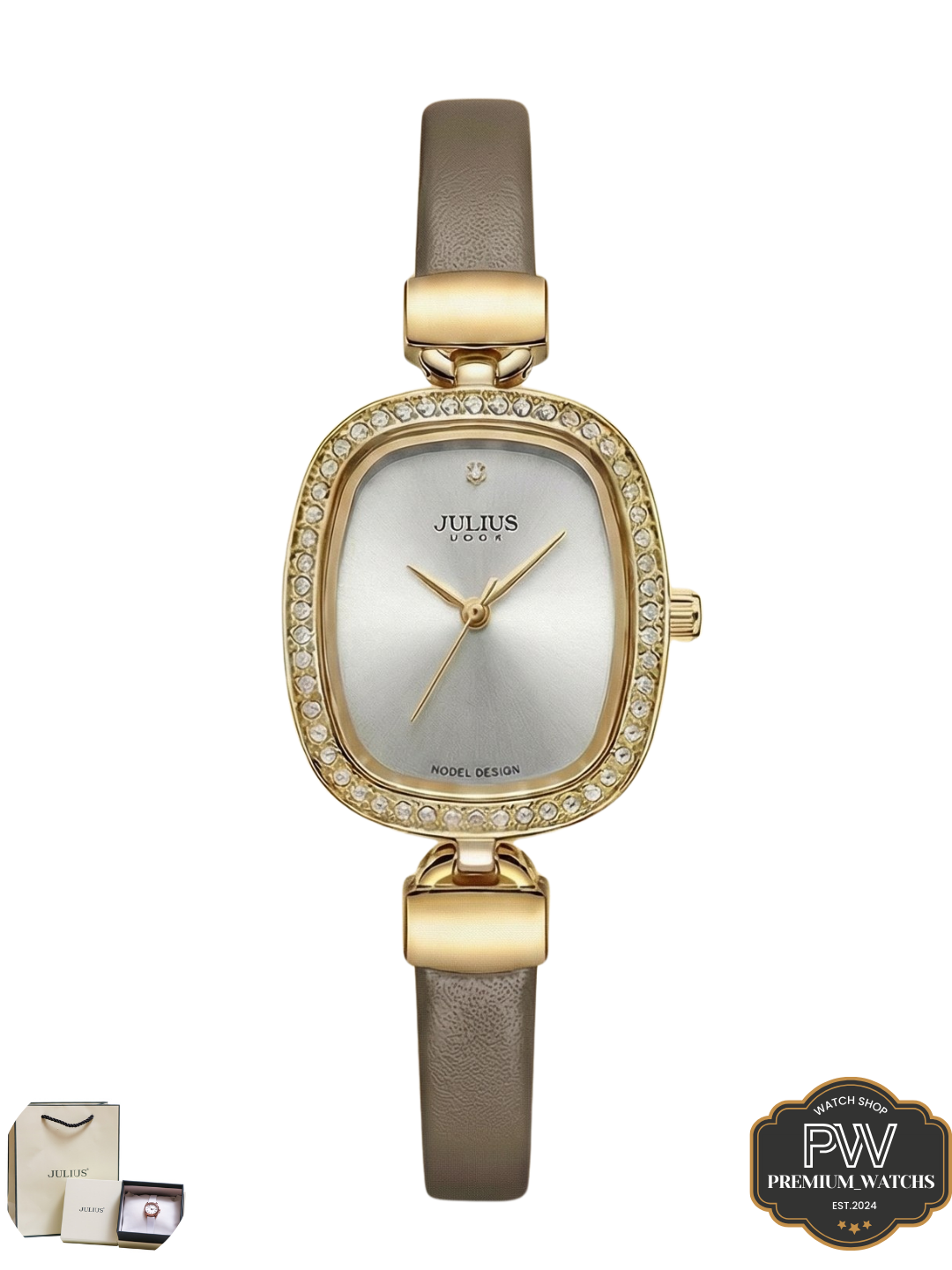 Наручные часы JULIUS Классика, 332104 серебристый/голубой — фото 1