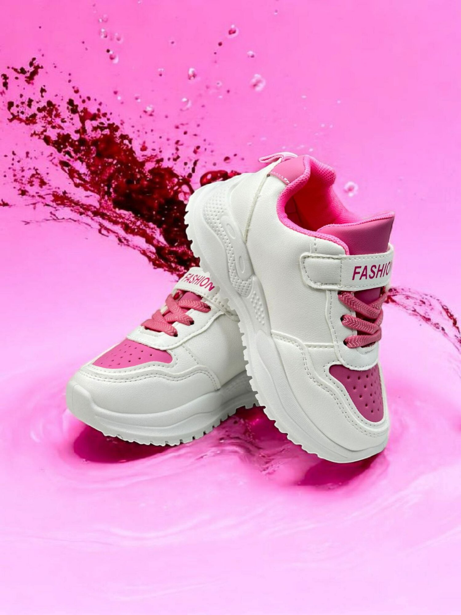 Кеды, размер 32, белый / розовый — фото 1