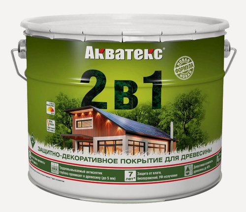 Изображение товара Защитно-декоративное Акватекс покрытие для древесины, пропитка по дереву, 2в1, махагон, 9 л