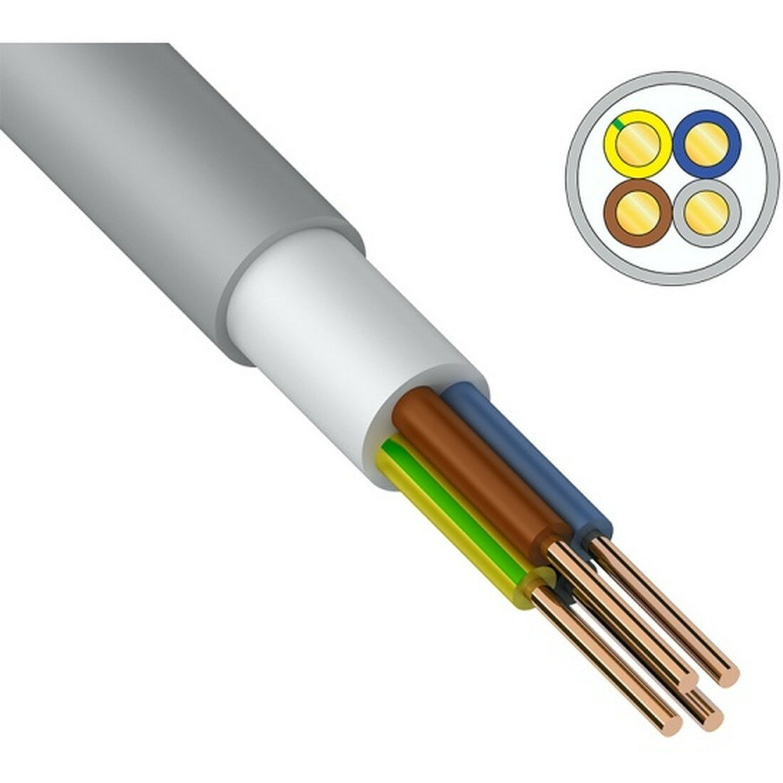 Кабель Ккз NUM-J (NYM-J) 4x15 кв. мм 100 метров медный ГОСТ 2486572