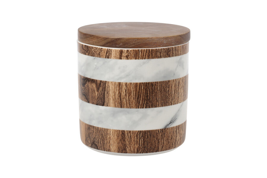Банка для сыпучих продуктов Home & Style Wood&Marble (700 мл) коричневая