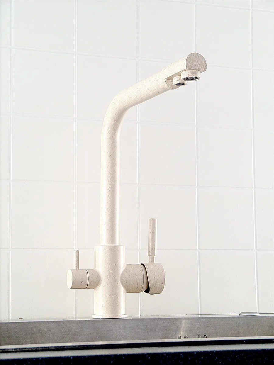 Смеситель кухонный Diadonna, латунь, бежевый, поворотный излив — фото 1