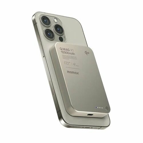 Повербанк Momax Q.Mag X1 Qi2 Gen2 Magnetic Wireless Power Bank 10000mAh - Titanium gold