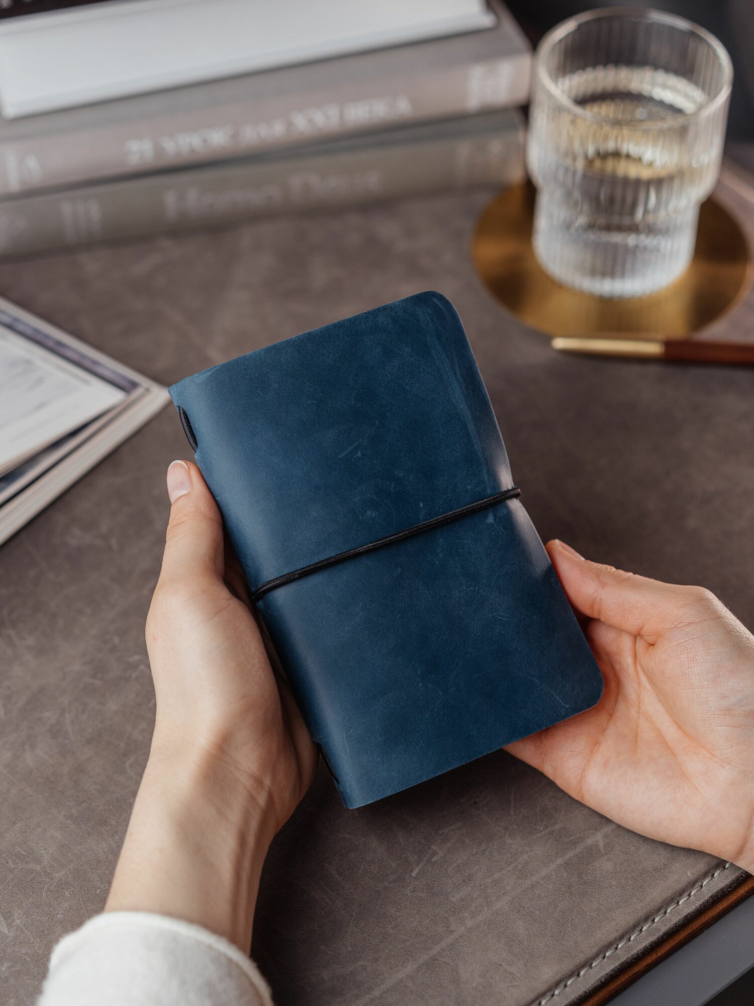 Блокнот со сменными тетрадями А6, записная книжка из натуральной кожи, 9х14,5см, 96 листов