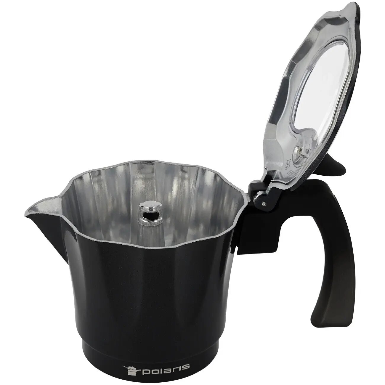 Гейзерная кофеварка Polaris PRO Collection-6C, алюминий, прозрачное окошко, 300 мл — фото 1