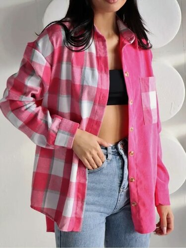 Изображение товара Рубашка вельветовая в клетку оверсайз