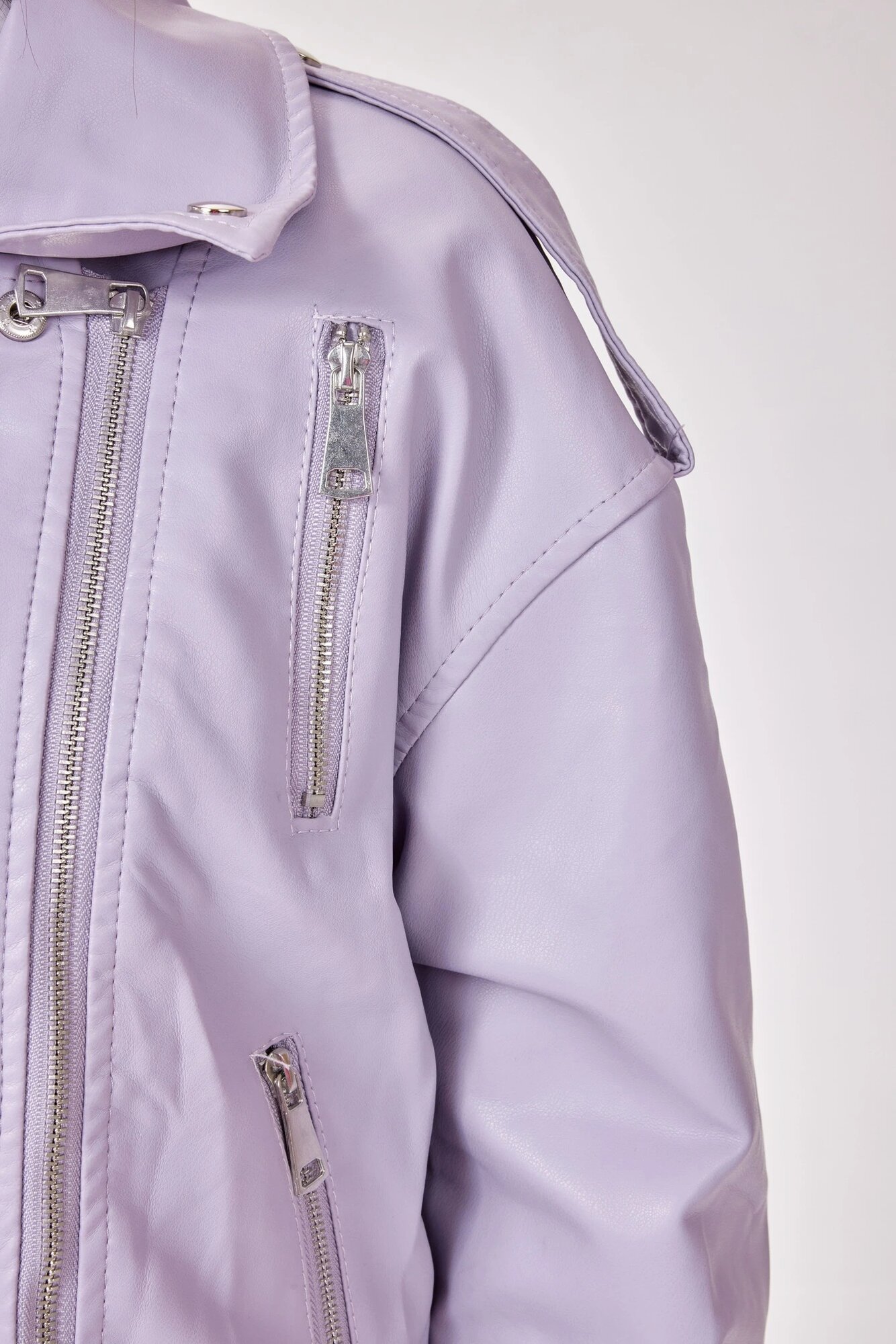 Куртка кожаная Selfie, размер M, фиолетовый — фото 1