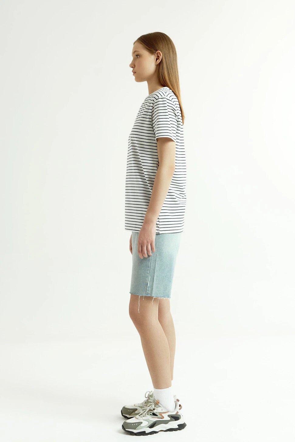 Футболка Selfie, размер S, бело-синяя полоска — фото 1