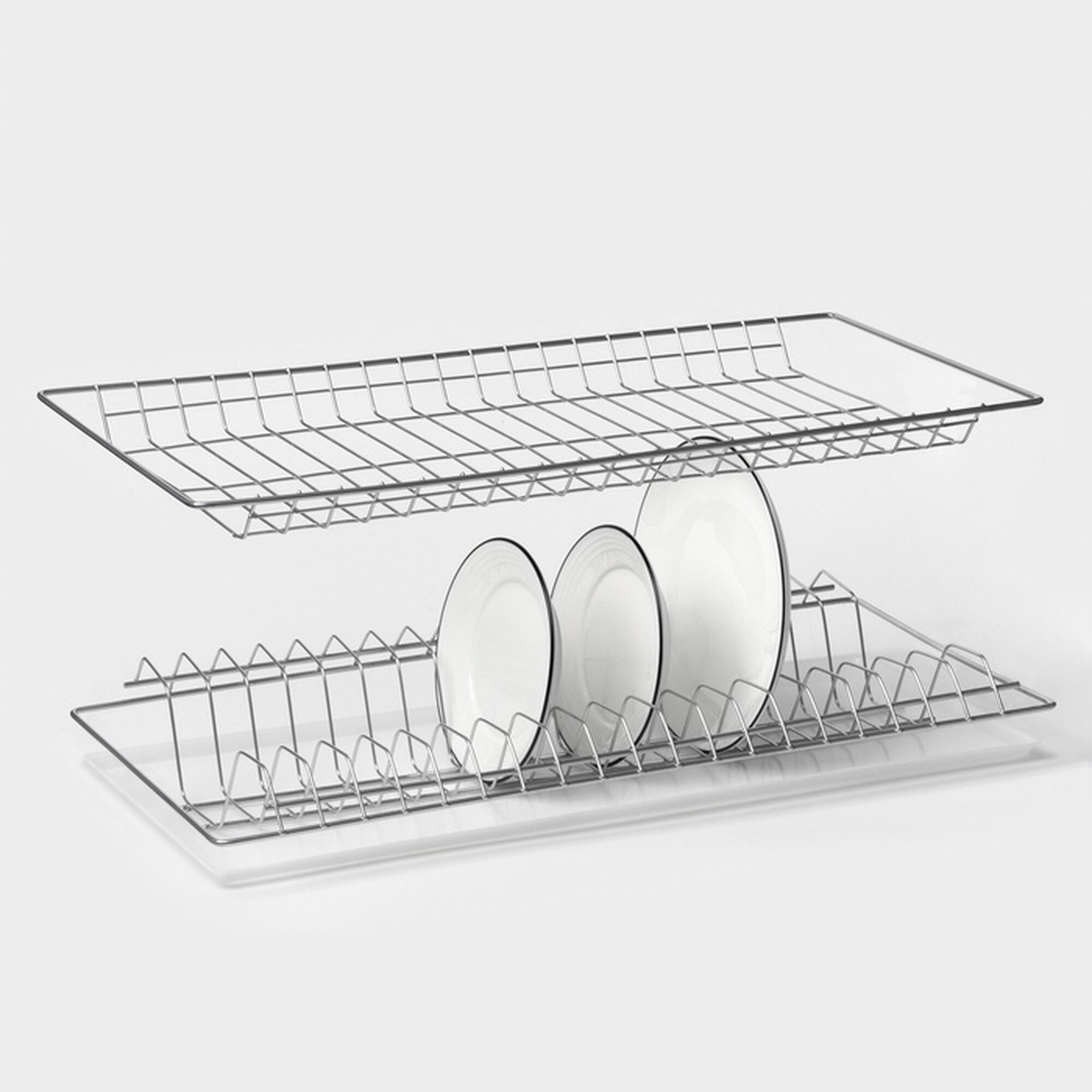 Комплект посудосушителей с поддоном для шкафа 60 см, 56.5×25.6 см, цвет хром