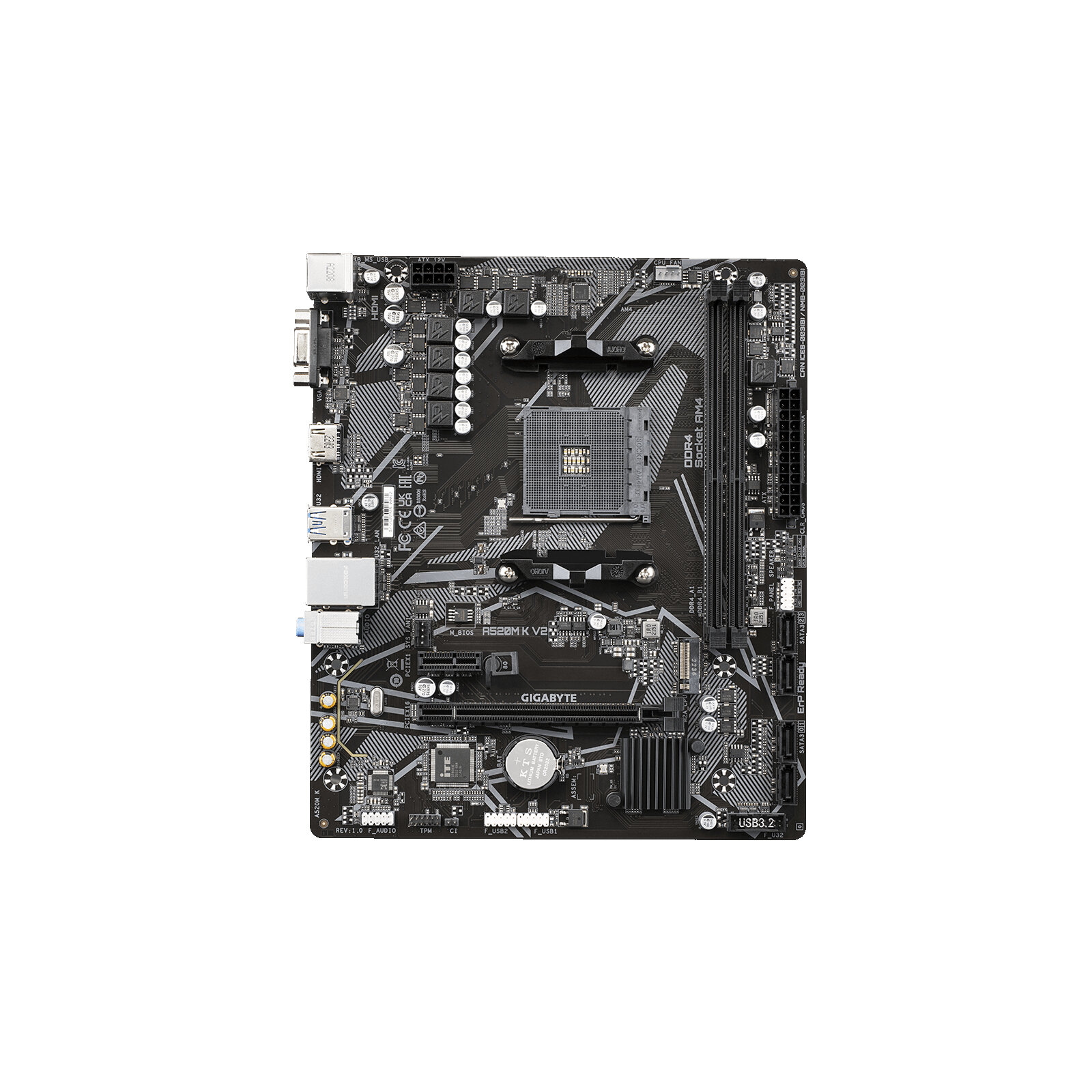 Gigabyte A520M K V2 Материнская плата AM4, A520, 2*DDR4,