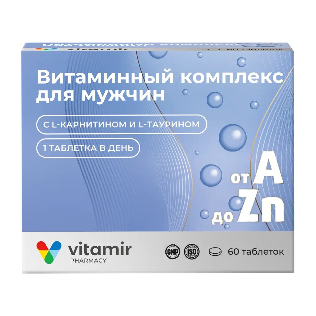 Витамир Витаминный комплекс A-Zn для мужчин таблетки покрыт. об. массой 900 мг 60 шт