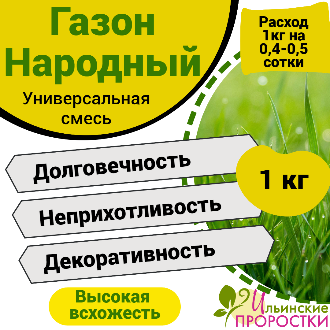 Газонная трава семена  Ильинские проростки 1кг