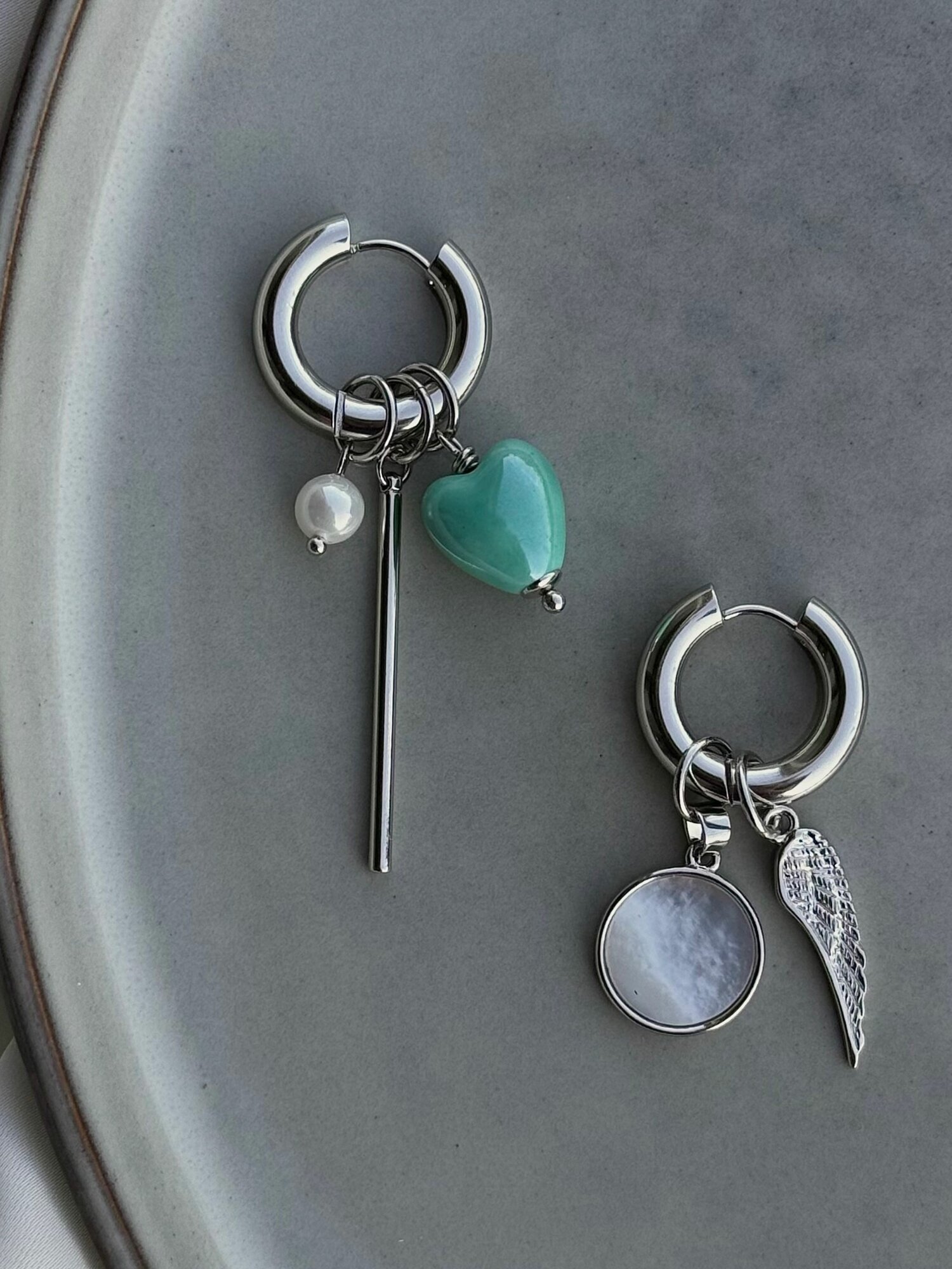 Серьги конго, перламутр, искусственный камень, керамика