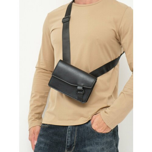 Сумка барсетка RESIN, фактура гладкая, черный