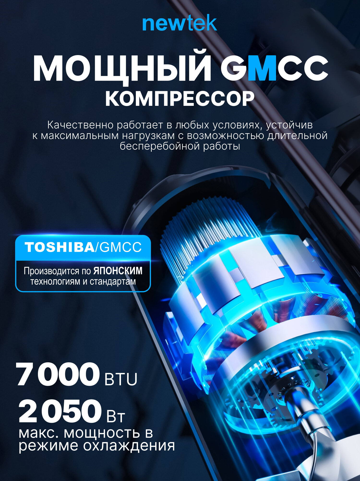 Сплит система инверторная NewTek NT-77HSDC07: 20 м2/ 4D-обдув/ A+/ Фильтр Silver Ion/ I-Feel/ Компрессор GMCC — фото 1