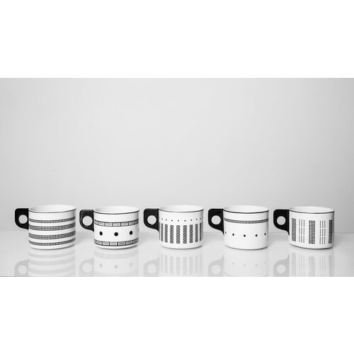 Набор из 5 кружек АНТИХРУПКОСТЬ, Фрагменты, объем 450 мл, фарфор