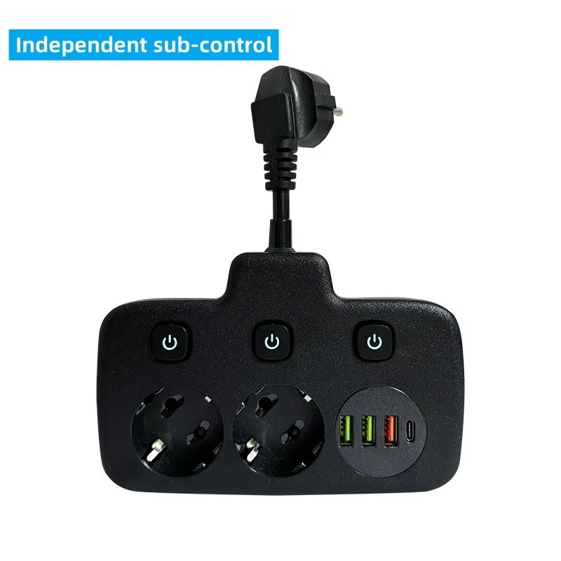 Удлинитель розетка TYPE-C, Sub-control-Black, Вилка европейского стандарта