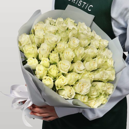 Изображение товара Букет роз "Кения белая" 51 шт