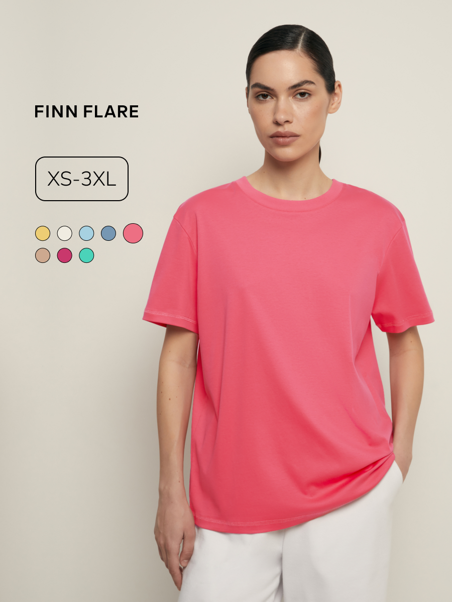 Футболка FINN FLARE из мерсеризованного хлопка, размер M(170-92-98), малиновый