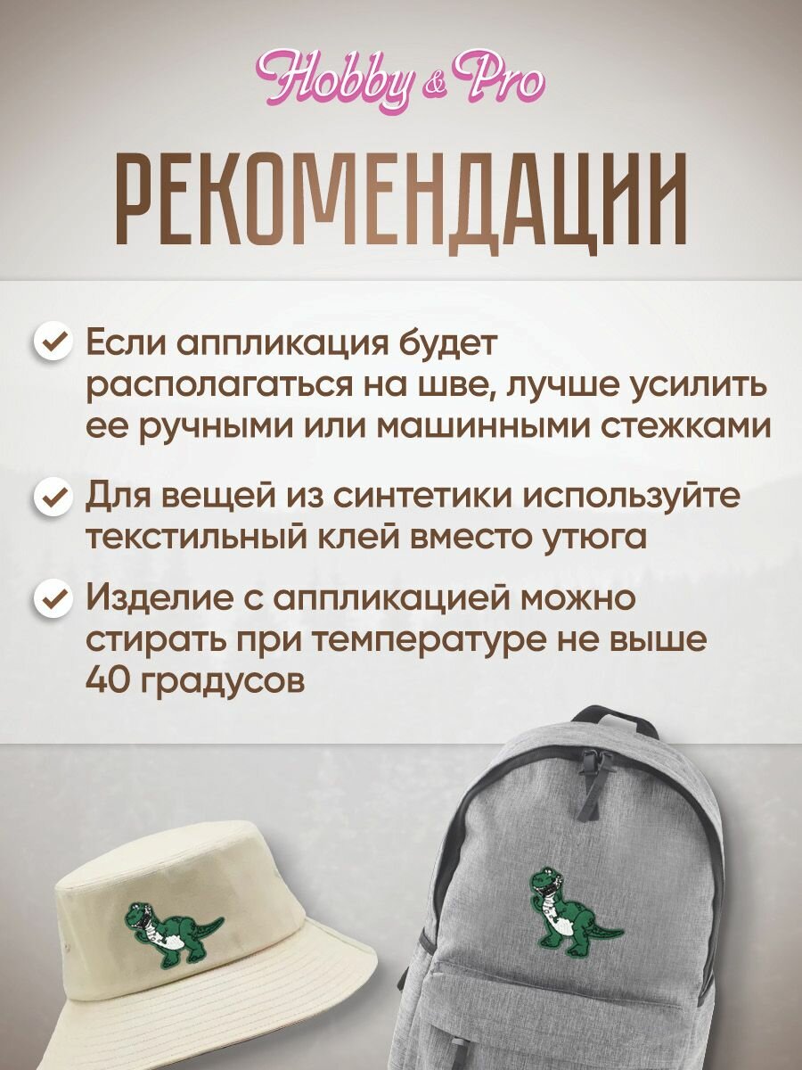 Термоаппликация на одежду, термонаклейка 'Мультяшный динозавр', 5,3*7,2 см, Hobby&Pro — фото 1