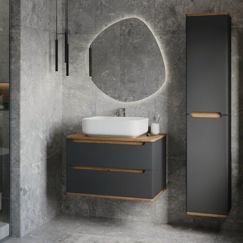 Изображение товара Шкаф Пенал в Ванную Комнату VORQUA 170х30х35 см. TYPE002PDS дуб, серый