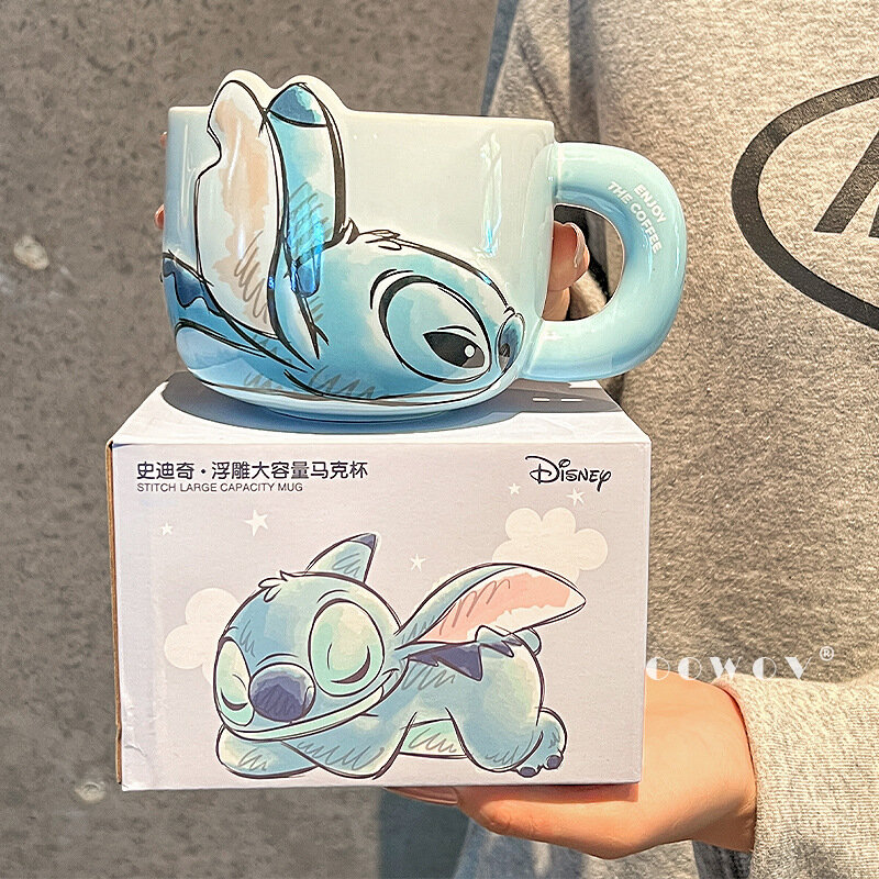Новая керамическая чашка Stitch Mark, милая пара, домашняя чашка для воды, высококачественная кофейная чашка, подарок на день рождения