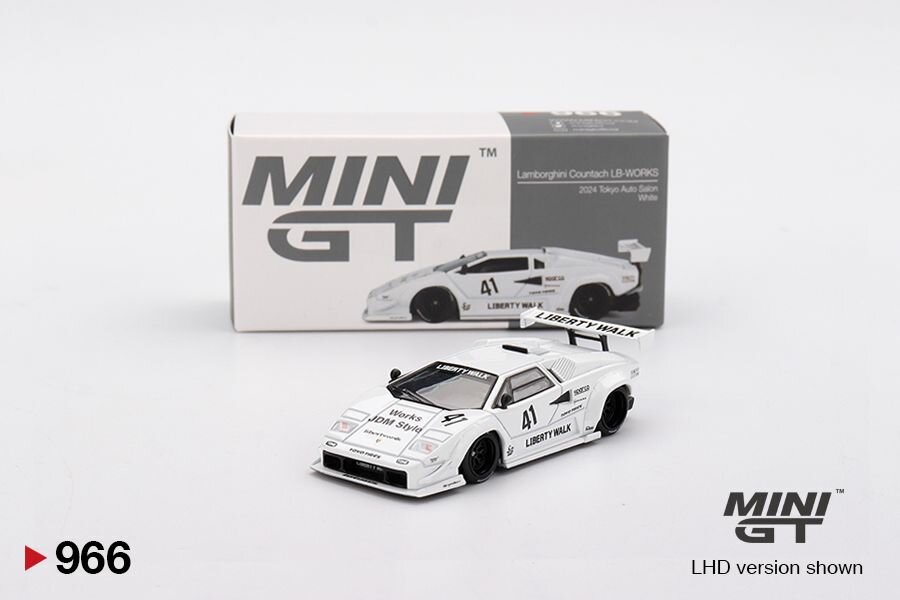 Mini GT Lamborghini Countach LB-WORKS White 2024 Tokyo Auto Salon #966 (year 2025, MGT00966) - коллекционная Premium машинка