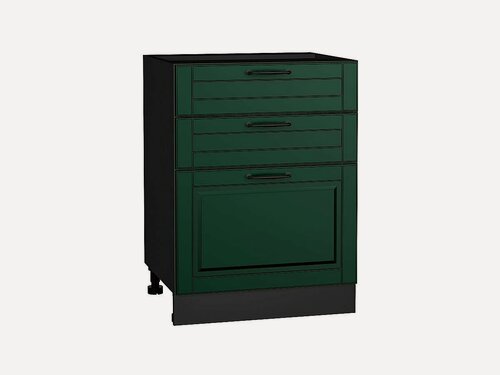 Изображение товара Шкаф нижний с 3-мя ящиками Дублин, цвет фасада Special Green, цвет каркаса Graphite, 816*600*478 мм