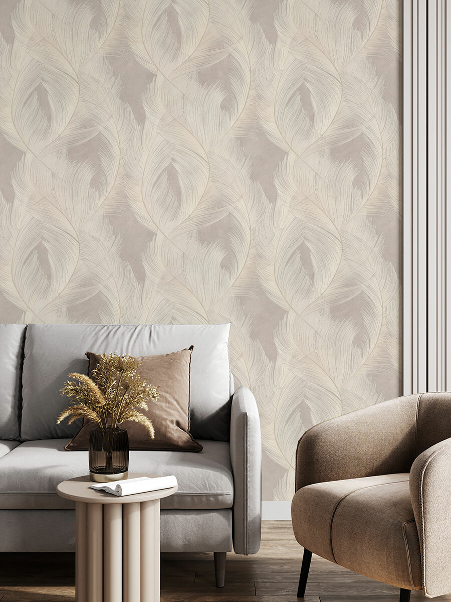 Обои флизелиновые виниловые Phoenix 7216-01 Euro Decor перья для спальни гостиной кухни коридора детской метровые