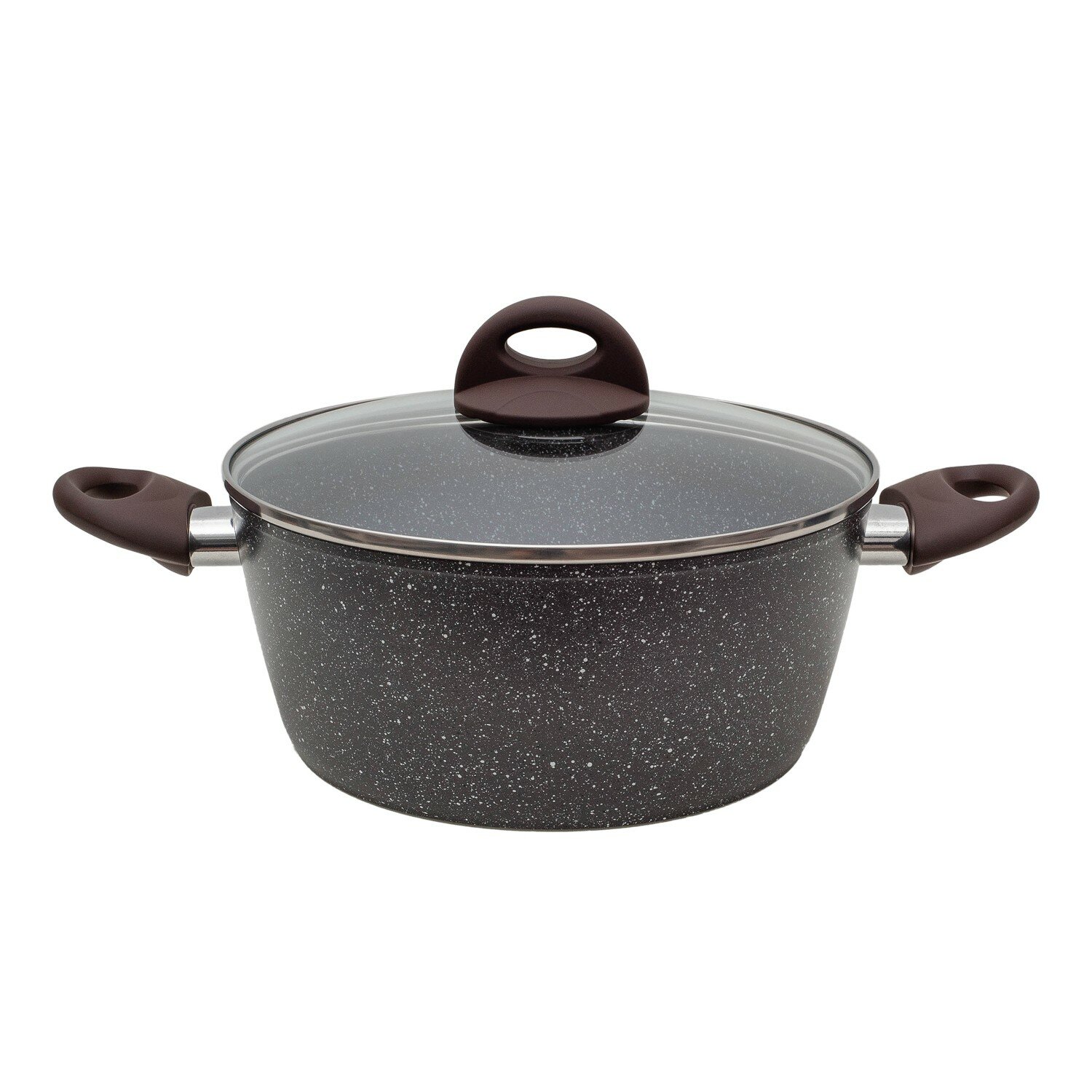 Кастрюля с крышкой MoulinVilla Brownstone  2 2 л  5 ти слойное а п покрытие  индукция  кованый алюминий  коричневый