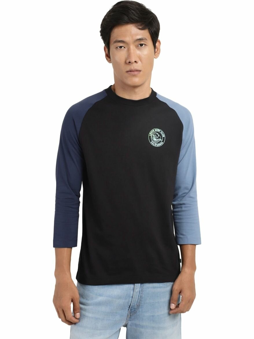 Лонгслив Levi's CREW-NECK T-SHIRT WITH BRAND PRINT, размер S, , черный