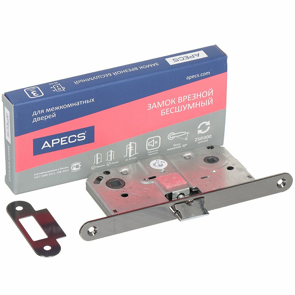 Замок врезной Apecs 5300-WC-AB 11349 язычок металлический с фиксатором без ручек и сердцевины бронза