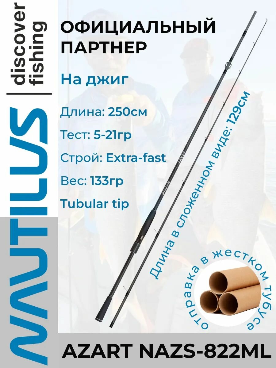Спиннинг Nautilus Azart NAZS-822ML 250см 5-21гр