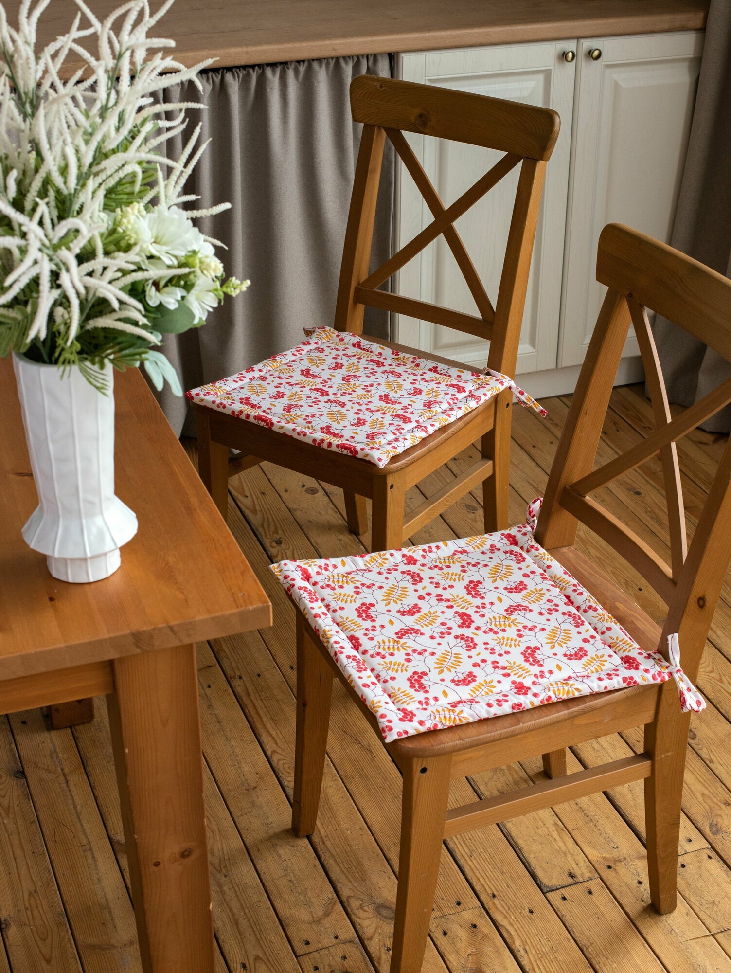 Галета на стул квадратная 40x40  Хаски Home 2 шт рябинка