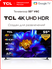 Телевизор TCL 55" V6C 4K HDR Google TV, Смарт ТВ, 55 дюймов, 2025
