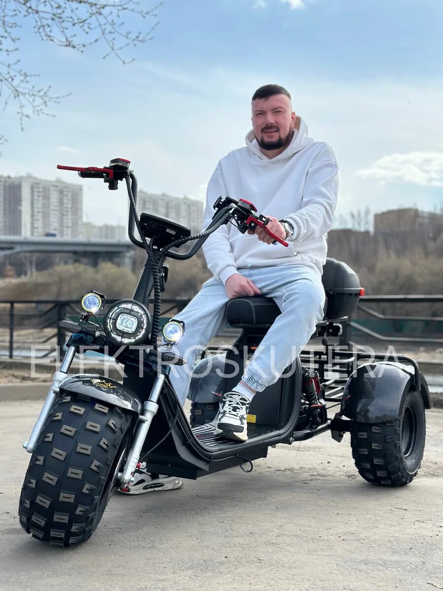 Электроскутер ELEKTROSKUTERA Citycoco X7, карбонный, Li-Ion аккумулятор, 60 V, 20 Ah