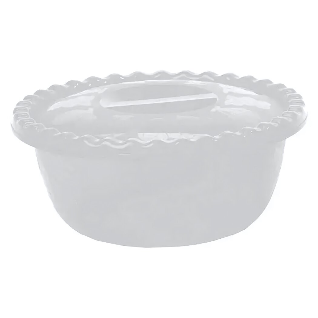 Миска пластиковая круглая 3л с крышкой герметичная для хранения цвет белый ротанг 25х10.5см